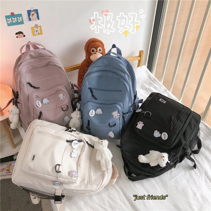 eybag New High Capacity Women Backpack Fashion Big Student Backpack Badge Rucksack Girls School Bag Female Cute Leisure Travel