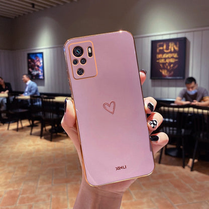 eybag Square Plating Love Heart Silicone Phone Case For Xiaomi Redmi Note 10 Pro Max 4G 5G 10s RedmiNote10 Note10Pro Redmi10 10C Cover