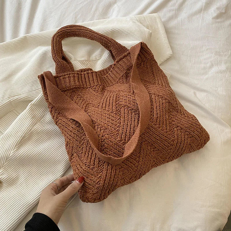 eybag Luxury design handbags for women winter wool knitting the tote bag Fashion Shoulder Female bag Women's purses messenger bag