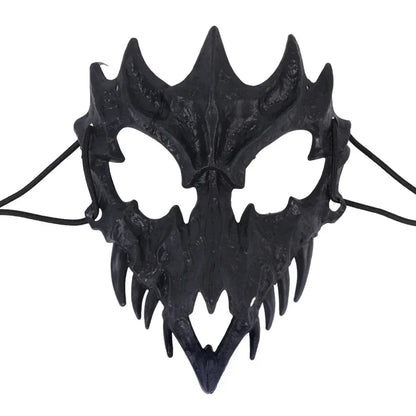 -Halloween Custom Party Skull Mask Long Teeth Demon Skeleton Half Face Mask Wolf Dragon Tiger Houjuu Nue Mask Cosplay Halloween Costume Props