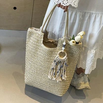 eybag New High Capacity Tassel Knitting Versatile Shoulder Bags Zipper Solid Casual Tote 2024 Hot Sale Bags for Women Bolsas