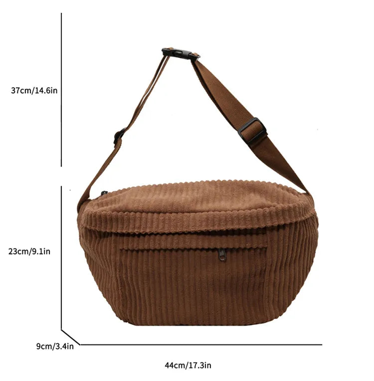 eybag Fashion Oversize Big Chest Bags For Women 2024 Female Chest Handbag And Purses Corduroy Large Capacity Crossbody Bag Waist Packs