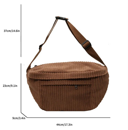 eybag Fashion Oversize Big Chest Bags For Women 2024 Female Chest Handbag And Purses Corduroy Large Capacity Crossbody Bag Waist Packs