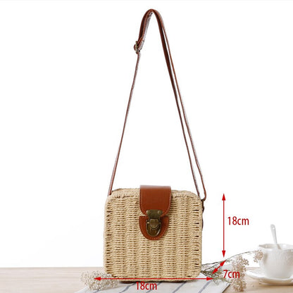 Lkblock New Half Round Straw Bags for Women Summer Beach Rattan Bag Handmade Woven Half Moon Crossbody Handbags Bohemia