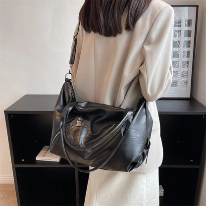 Lkblock Casual Shoulder Bags For Women Soft Leather Totes Handbags Solid Crossbody Bags Big Women Bag Large Capacity Female Purses