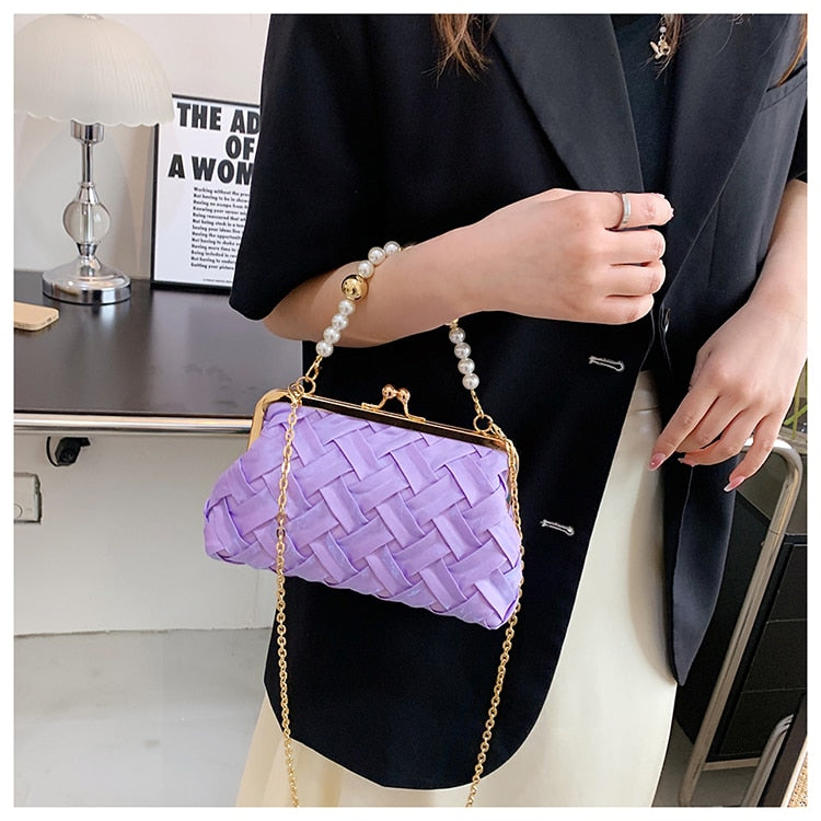 Lkblock Fashion Pearl Handle Handbag For Women Luxury Banquet Women's Bag Trend Ladys Evening Clutch Purse Party Bag Corssbody Bags