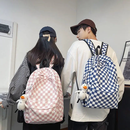 eybag Solid Color Schoolbag Backpack Boys Girls Junior High School Students Plaid Student Schoolbag New Japanese Backpack