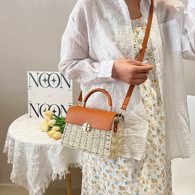 eybag Designer Woven Handbags and Purses Women Shoulder Crossbody Bags New Beach Straw Messenger Bags High Quality