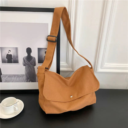 eybag Fashion Women Shoulder Messenger Bag Solid Simple Canvas Spring Shopping Bag Female Tote Crossbody Bag For Women Ladies Handbag