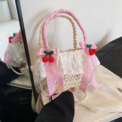 eybag Summer Beach Bag Kawaii Woven Bags Cute Straw Cute Handbag Crossbody Storage Bag Ladies HandBags Purse Tote Bags for Women