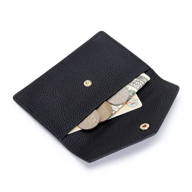 eybag Ultra-thin Ins Style Genuine Leather Card Holder Fashion Mini Short Envelope Wallet Korean Japan Credit Card Case Purse Dropship