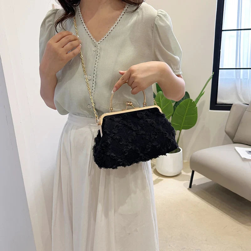 eybag Design Women Lace Wedding Bridal Handbags And Purse Sweet Ladies Evening Day Clutch White Black Green Pink Floral Messenger Bags