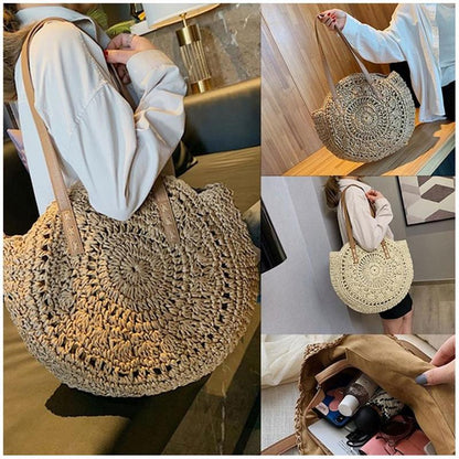 eybag Women's Vacation Style Straw Handbag Simple Solid Color Shoulder Bags Small Shoulder Bags For Ladies Bags