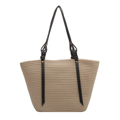 Lkblock Fashion Straw Woven Handbags Women 2022 Large Capacity Handmade Shoulder Shopping Bag Simple Casual Femme Vacation Hand Bags