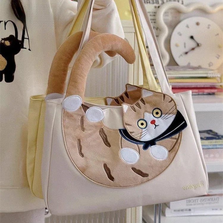 eybag Cute Cat Large Capacity Storage Bags Handbag Shoulder Bags Armpit Bag Kawaii Canvas Bag Women Bags Tote Bag HandBags