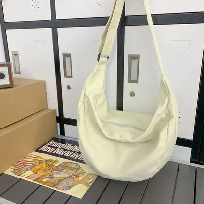 eybag Solid Color Canvas Female Crossbody Bags For Women Large Capacity Shopping Messenger Bag Student Shoulder Bag Unisex School Bag