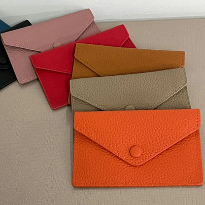 eybag Ultra-thin Ins Style Genuine Leather Card Holder Fashion Mini Short Envelope Wallet Korean Japan Credit Card Case Purse Dropship