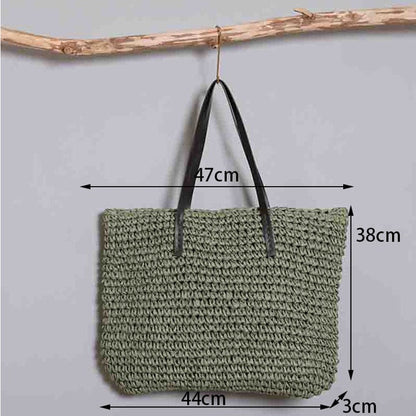 Lkblock Hot fashion Simple hollow beach bags women straw bag vintage knitted big tote bags shoulder bags