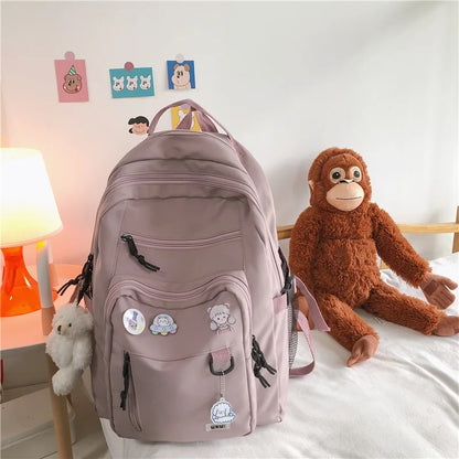 eybag Fashion Big Student Backpack NEW Badge Rucksack Girls School Bag High Capacity Women Backpack Female Cute Leisure Travel Mochila