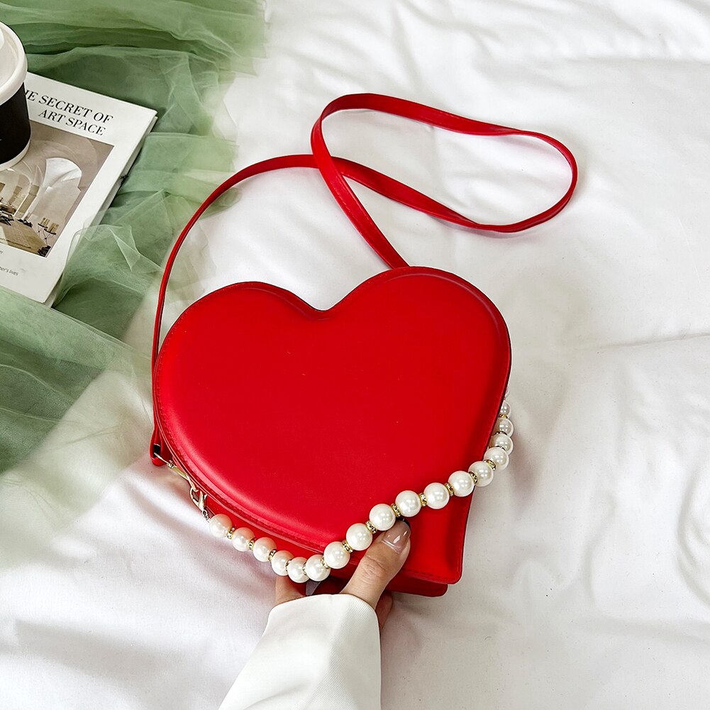 eybag Fashion Girly Design Love Shoulder Bag PU Leather Women's Clutch Purse Handbags Vintage Pearl Female Heart Tote Crossbody Bags