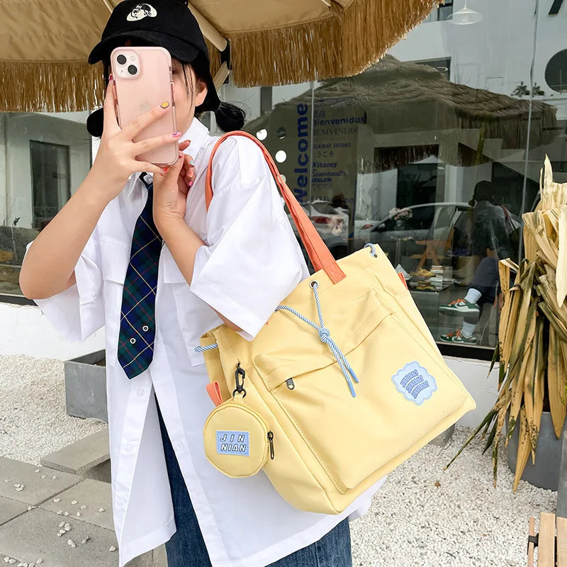 eybag Japanese Style Kawaii Tote Bags For Women High School Student Shoulder Bag Book Bags With Purse Handbags New Hand Bag Bolso