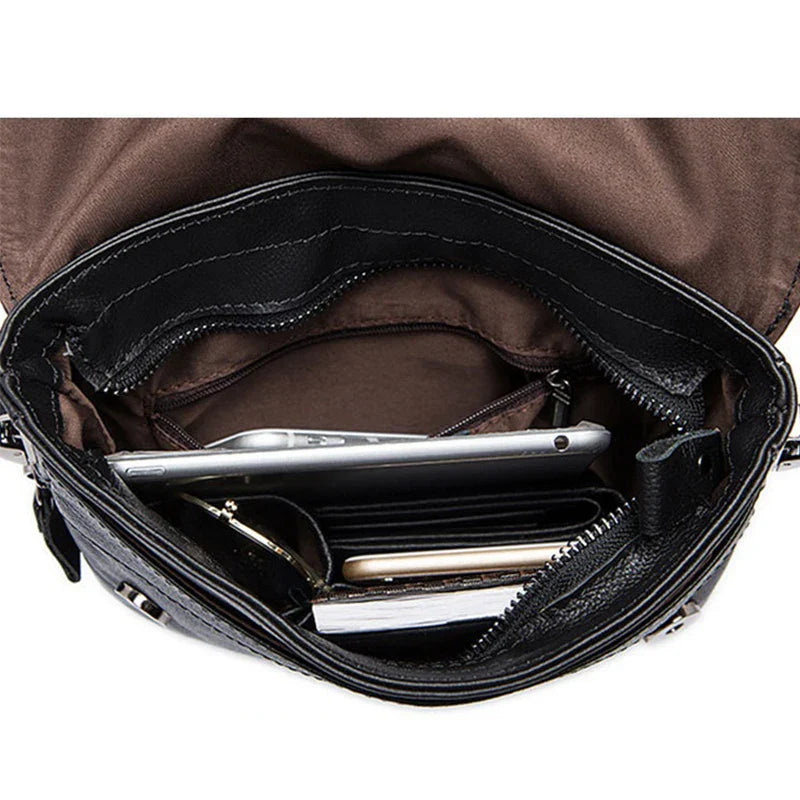 eybag Genuine Leather Male Crossbody Bags High Capacity Real Leather Messenger Bag Solid Vertical Shoulder Handbag for Men