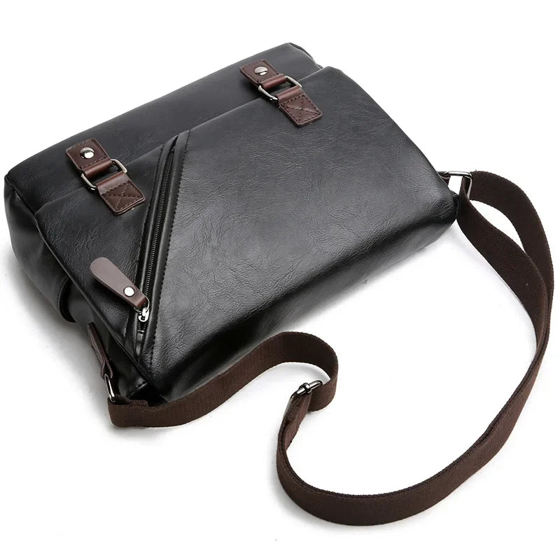 eybag Vintage Male Messenger Bag PU Leather Crossbody Bag Versatile Shoulder Handbag for Men