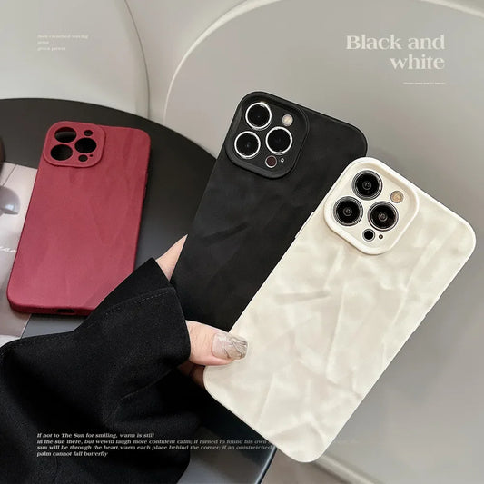 eybag Solid Color Folds Phone Case for Iphone 15 14 13 12 11 Pro Max X XR XS MAX 7 8 Plus SE Soft TPU Shockproof Protection Cover