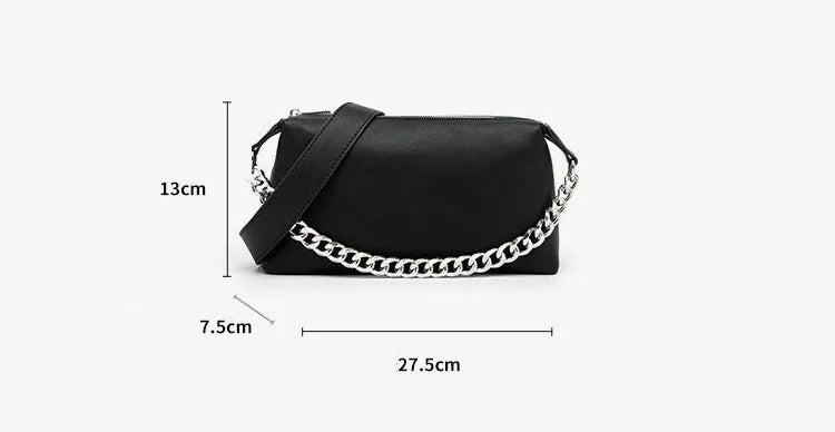 eybag Fashion Women Messenger Bag PU Leather Elegant Chain Money Purse Shoulder Crossbody bags Pouch Solid Color ladies Handbags black