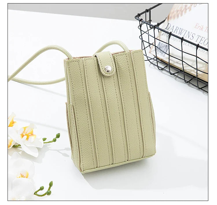 eybag Fashion Women Phone Bag PU Leather Wallet Ladies Bucket Shoulder Messenger Bag Small Design Female Clutches Purse