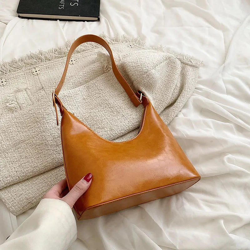 eybag Pu Leather Women Axillary Bags Brand Design Ladies Handbag Female Hobos Shoulder Bag Small Tote Bolsa Black Half-Moon