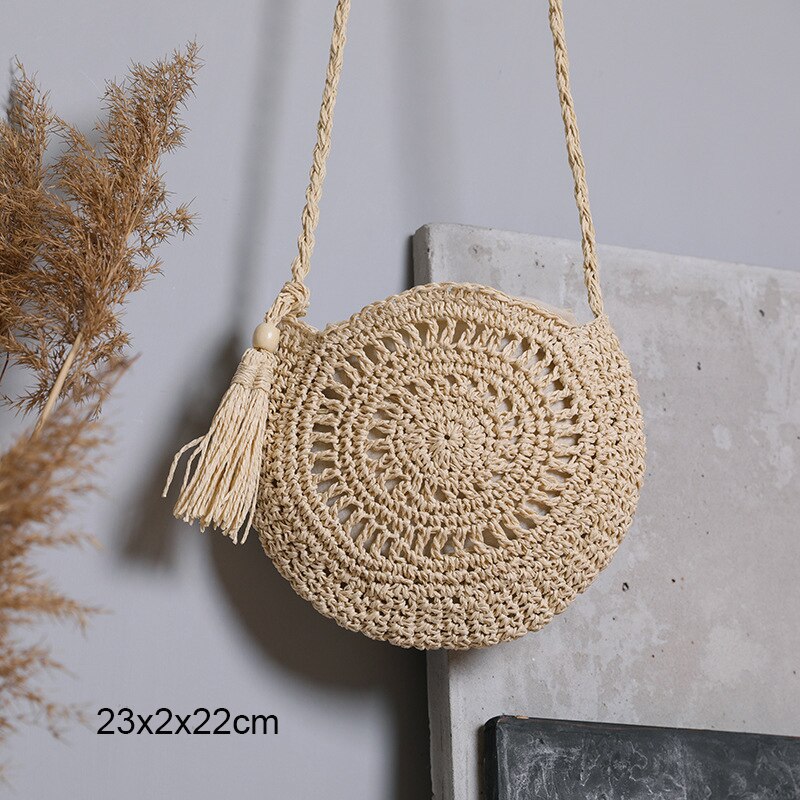 eybag Casual Half Moon Women Straw Rattan Shoulder Bags Wicker Woven Lady Hollow Crossbody Bag Summer Beach Travel Small Handbag Purse