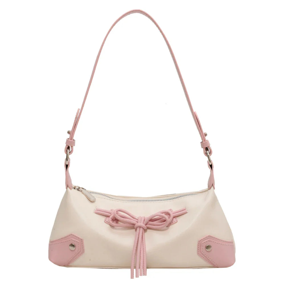 eybag Matching Color Shoulder Bag with Bow Detail for Work or Shopping