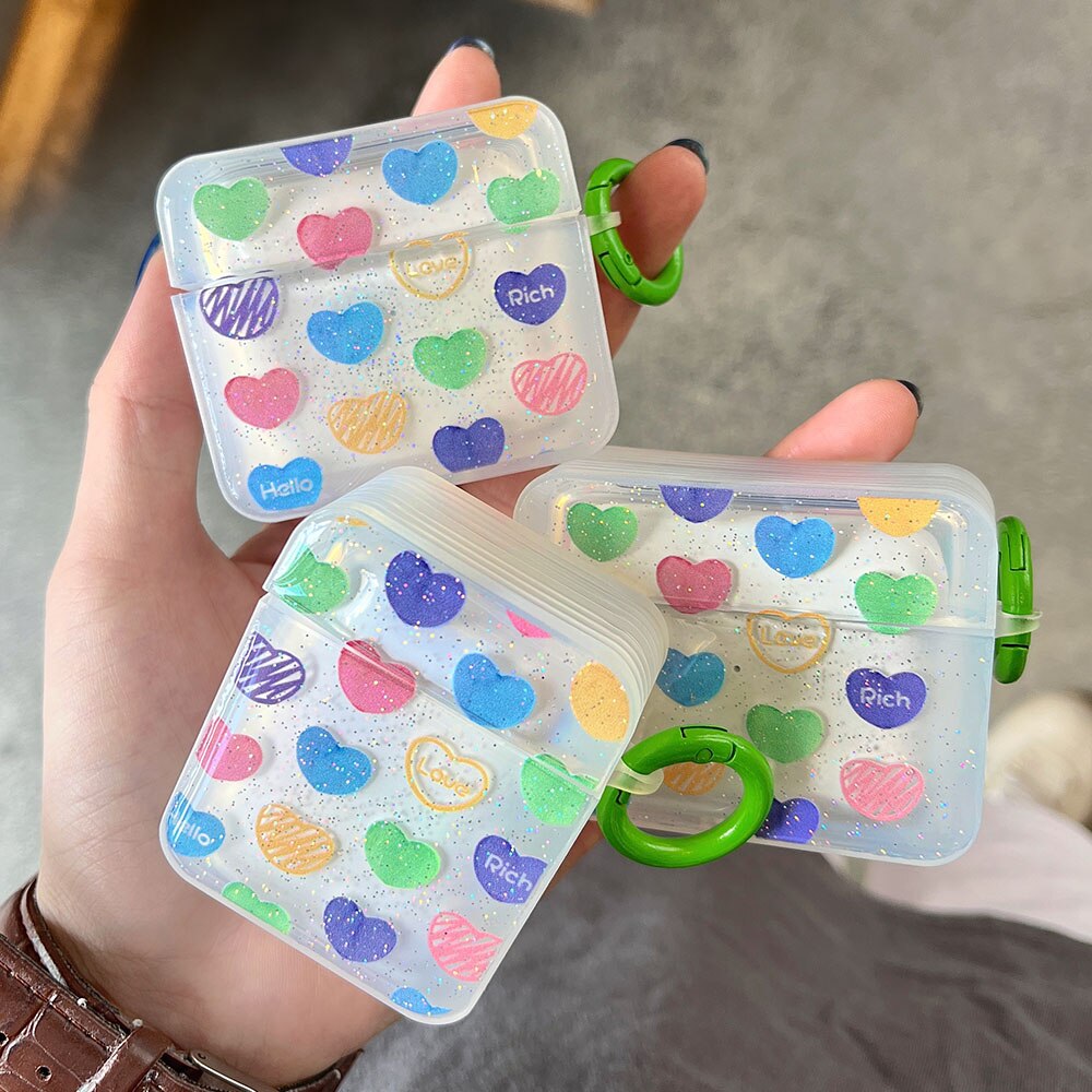 eybag Luxury 3D Bling Hearts Soft Wireless Earphone Case For AirPods Pro 2 1 Case Cute Protective Cover for AirPod Air Pods 2 3 Capa