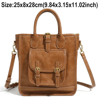 eybag PU Leather Tote Bag Brown Color Women Handbags Big Capacity Oil Wax Casual Commuter Crossbody Shoulder Bag for Female Ladies