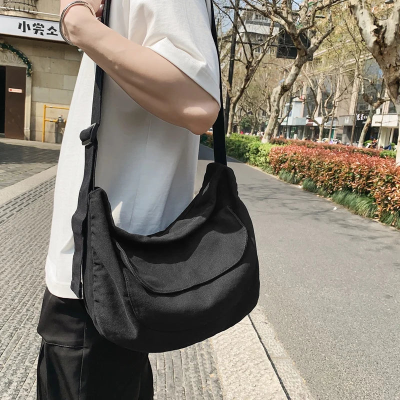 eybag Trend Crossbody Bags For Women Large Capacity Casual Canvas Student Shoulder Bag Unisex Teenager School Bag Travel Messenger Bag