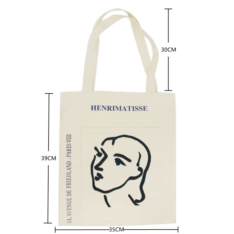 eybag Women Canvas Shoulder Bag Henrimatisse Printing Ladies Casual Handbag Tote Bag Large Capacity Cotton Reusable Shopping Beach Bag