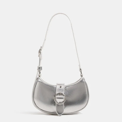 eybag Silver Y2k Womens Shoulder Bag Vintage Pu Leather Gothic Summer Fashion Handbag 2024 Harajuku All-match Female Saddle Bag