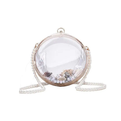 eybag Transparent Clear Pvc Small Round Bag Mini Women Handbags And Purse Designer Chain Shoulder Messenger Bag Wrist Bag New