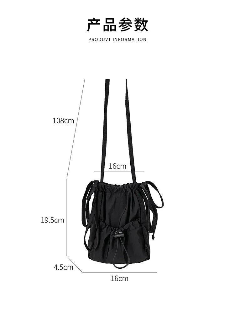 eybag Mini Drawstring Crossbody Bags for Women Casual Ruched Shoulder Bag Small Canvas Phone Flap Bag Square Nylon Handbags 2024 Chic