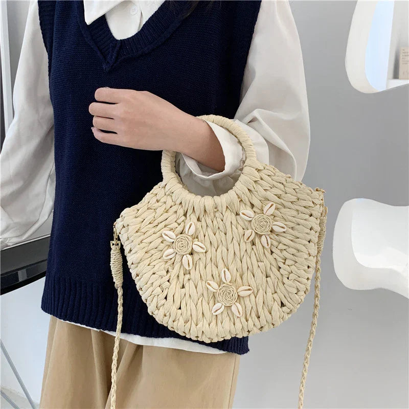 eybag Casual Handmade Rattan Handbags Female Crossbody Bags For Women Straw Bag Bohemia Beach Bags Totes Purses Women's Bag Sac