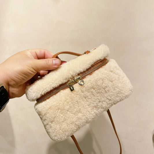 eybag Winter Lambswool Women's Handbags Soft Warm Shoulder Crossbody Bags for Women Luxury Designer Box Bag Phone Flap Purses Clutch