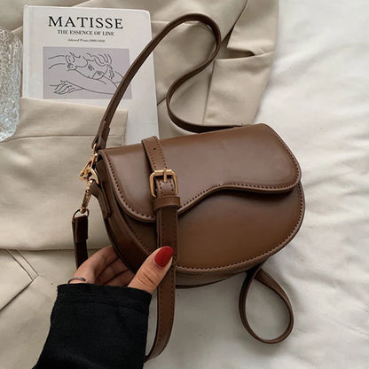 eybag Vintage Small Bag Women's Fashion Autumn & Winter Shoulder Crossbody Bag PU Leather Tote Handbags Female Underarm Saddle Bags