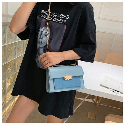 eybag autumn and winter new leather chain flap small square bag casual all-match one-shoulder diagonal bag