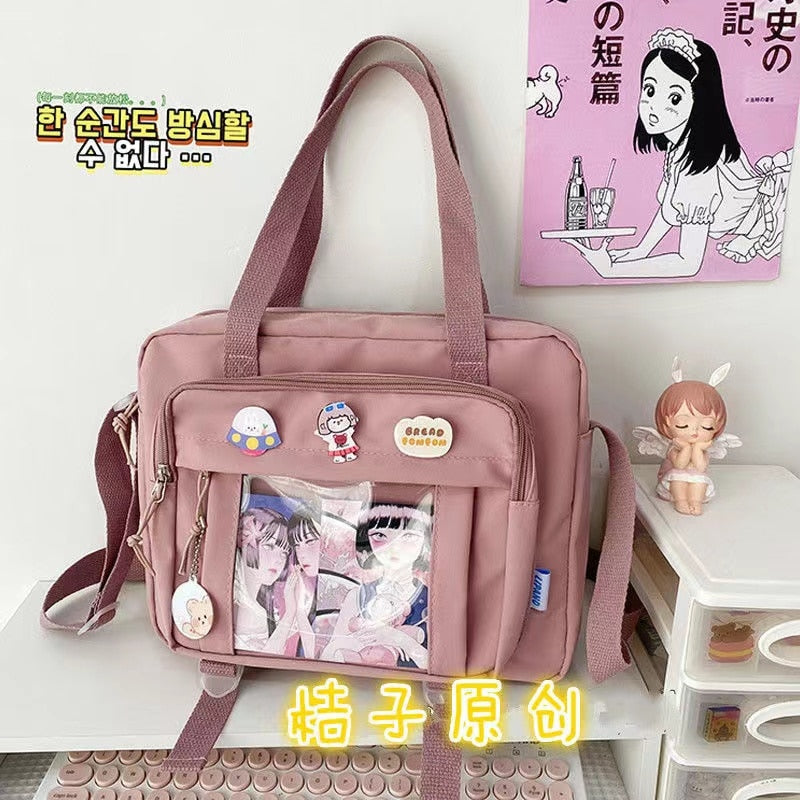 Lkblock Japanese High School Girls JK Bag Transparent Handbags Book Bag Satchels Shoulder Bag Itabag Big Crossbody Bags Women Ita bag