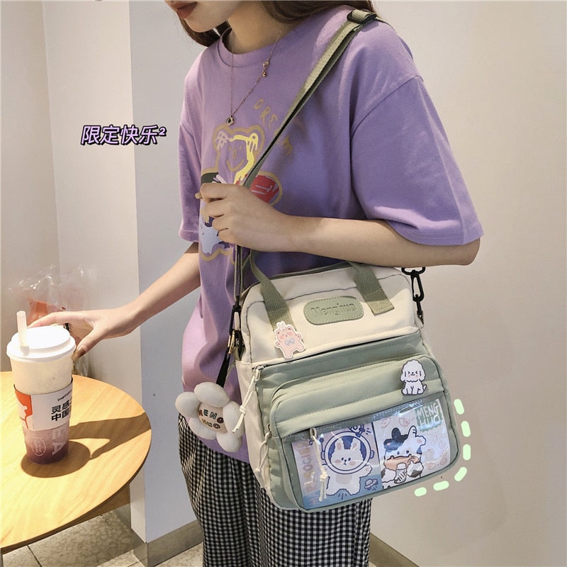 eybag Korean Style Cute  Backpacks Women Waterproof Nylon Small Shoulder Bags for Teenage Girls Schoolbags Flower Travel Backpack