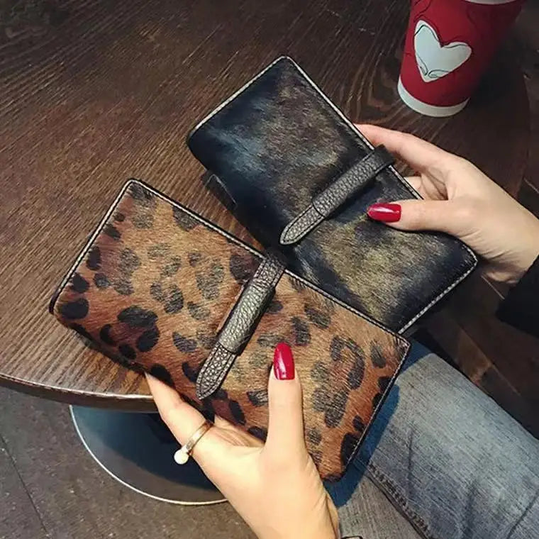 eybag New Fashion Leopard Cow Genuine Leather Women Long Wallets Real Leather Female Luxury Brand Designer Clutch Girl Gift Cash Purse