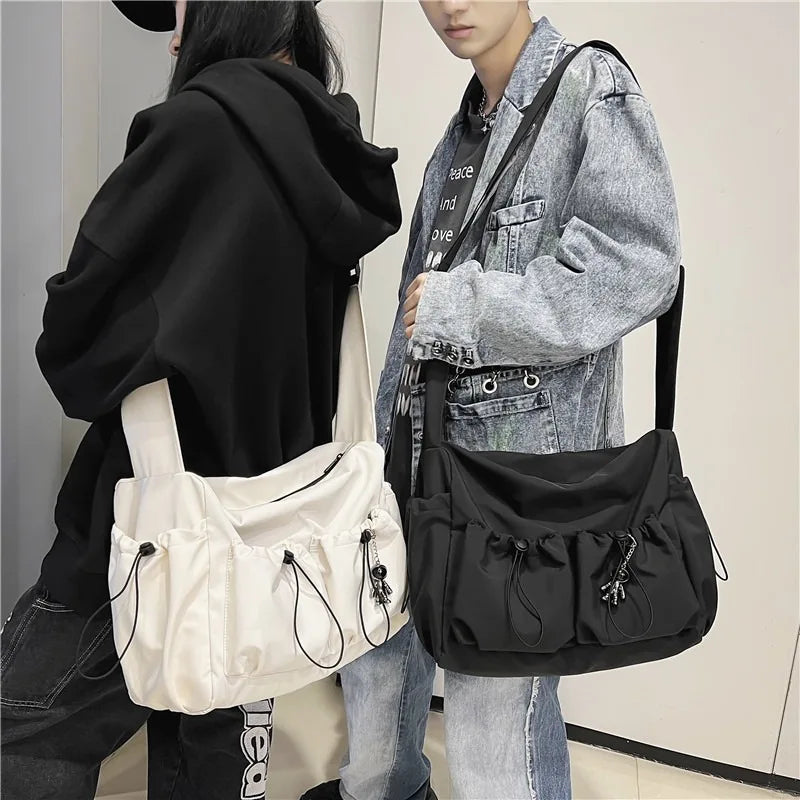 eybag Japanese Literary Casual Youth Shoulder Bag Solid Unisex Crossbody Bag Large Capacity Messenger Bag Campus Student Schoolbag