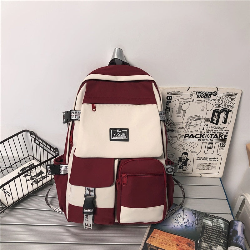 eybag Boys fashion large-capacity school bag new Korean nylon backpack girls computer travel leisure street university book backpack