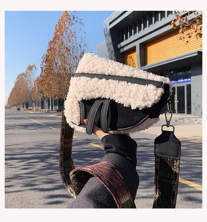 eybag Vintage Houndstooth Saddle Handbag Purses for Women Shoulder Crossbody Bags New Fashion Ladies Messenger Bag High Quality